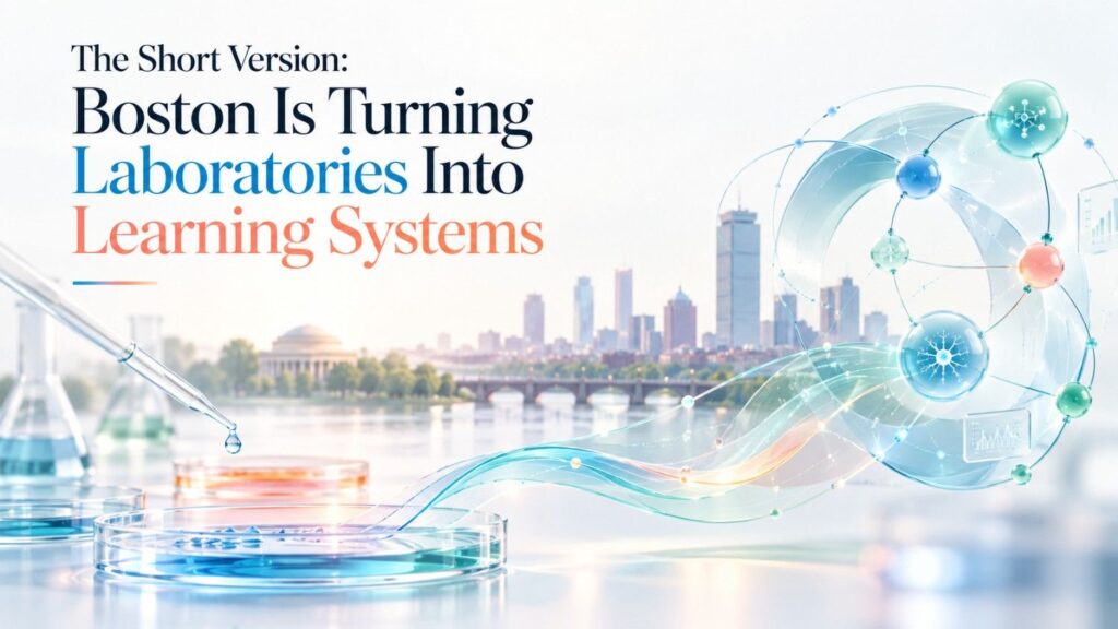 Boston now has examples at several levels of this progression. Lila and Atinary explicitly describe autonomous or self-driving laboratories. Ginkgo is building autonomous biology infrastructure. MIT's CRESt materials platform feeds experimental results back into AI models that recommend new experiments. Generate describes its platform as a continuous cycle of generating, building, measuring and learning.