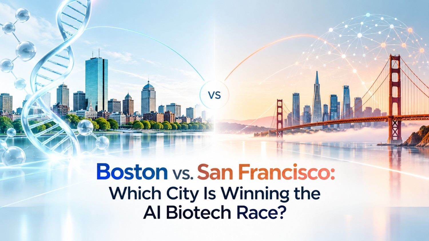 Compare Boston and San Francisco’s AI biotech ecosystems across startups, research, funding, talent, pharma connections and computational biology.